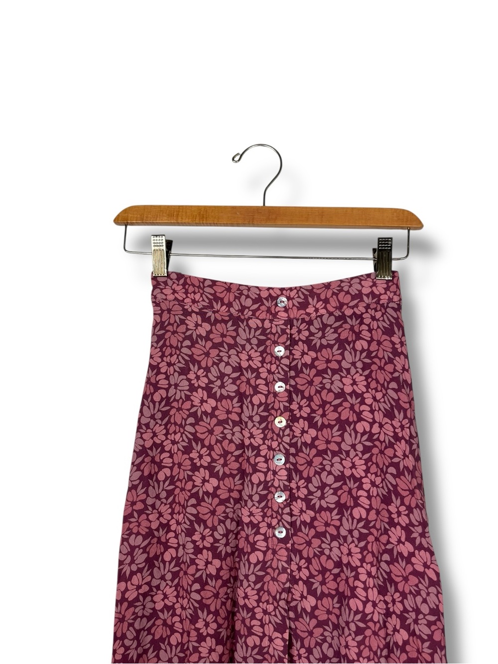 Coconut Avenue Floral Print Midi Skirt Button Down Flowy Small Pink - Picture 6 of 13